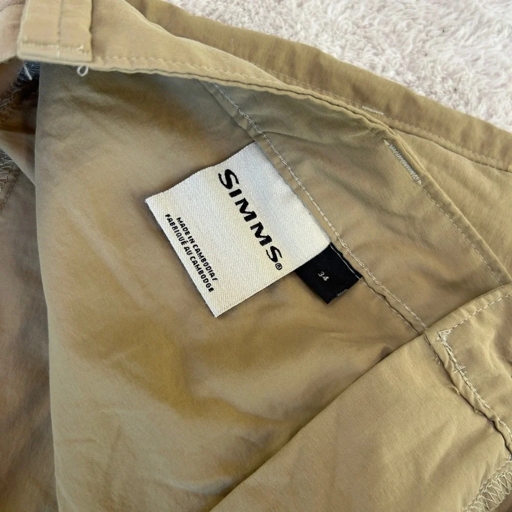 Simms Superlight Fishing Pants Mens 34 Tan Khaki Nylon Outdoor Hiking Trousers